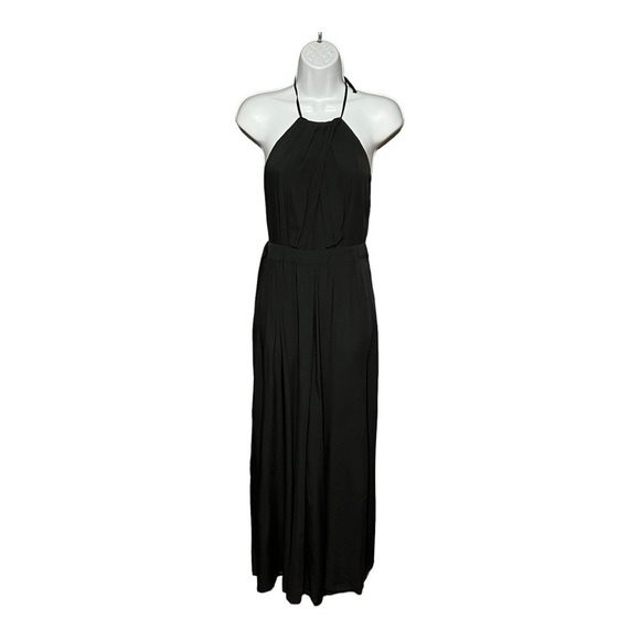 Aakaa Open Back Pleated Halter Neck Wide Leg Plazzo Jumpsuit w/Waist Tie Small - Picture 10 of 11